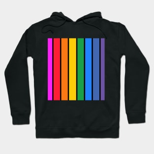 Bright rainbow and black stripes - vertical Hoodie